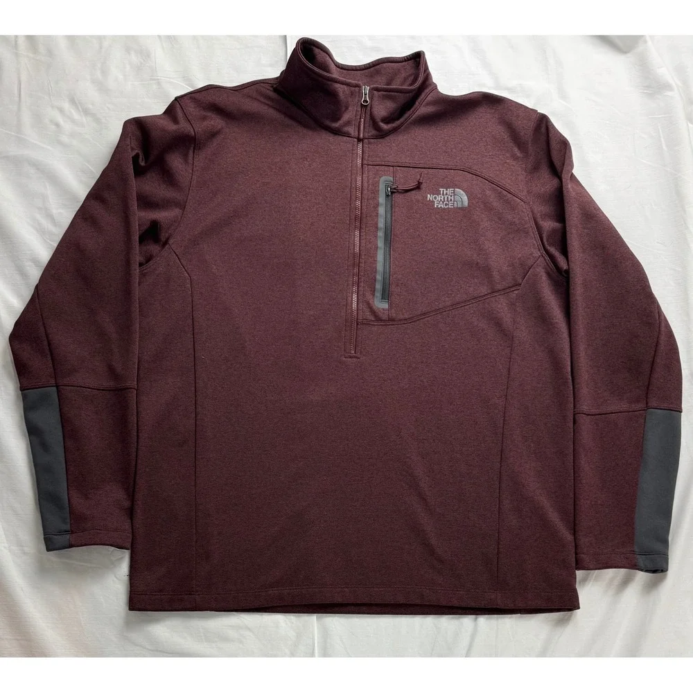 The‎ North Face Mens XL 1/4 Zip Fleece Pullover Burgundy Maroon hiking, outdoor